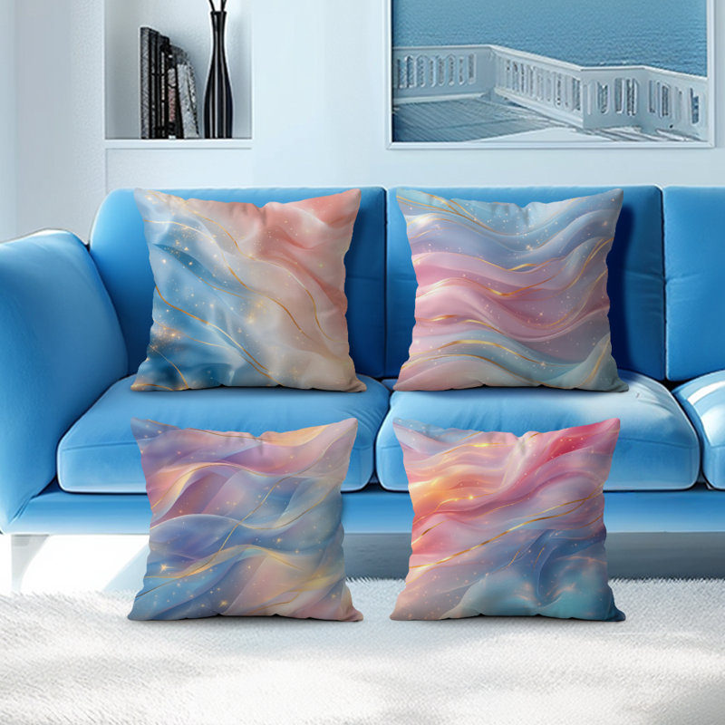 4 housses de coussin décoratives à motif abstrait 4 pièces