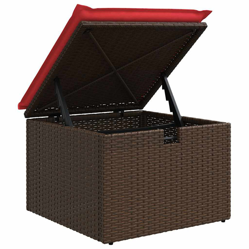  Ensemble de canapé de patio 8 pièces avec coussins en rotin de polyester, Rouge, Brun