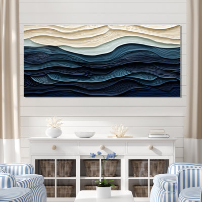 Blue and White Coastal Waves - Abstract Coastal Canvas Print Wall Decor