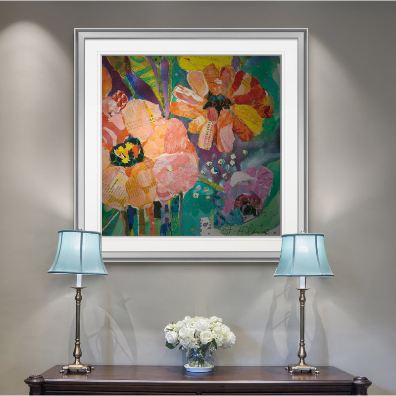 Kulick «Bold Blooms IV», peinture, H 16 po x l 16 po x P 1,5 po, Ébène / cadre argenté