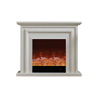 White Manufactured Wood Electric Fireplace