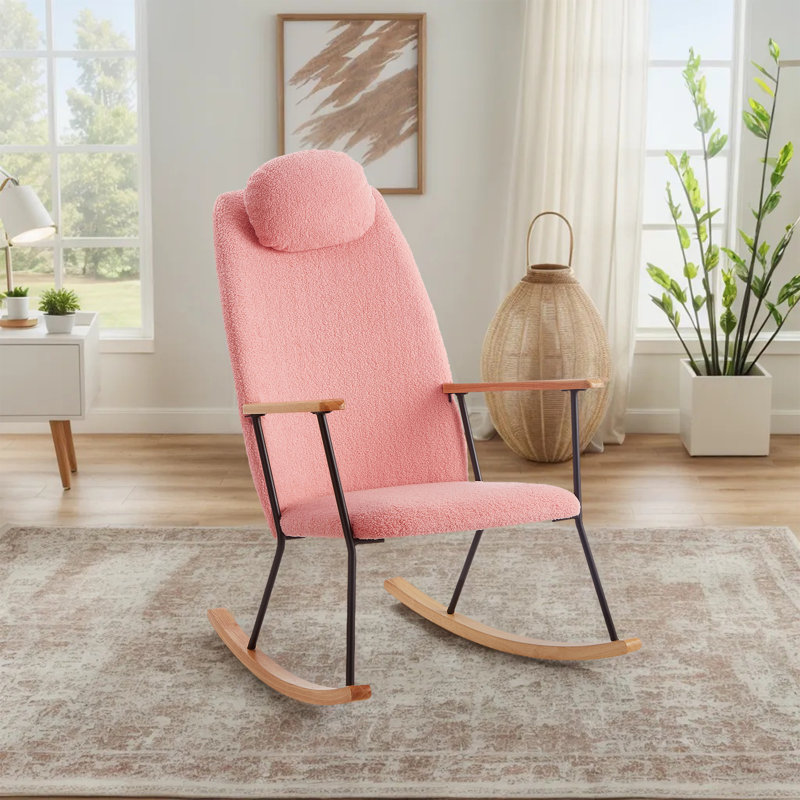 Chaise berçante rembourrée l 24,39 po, Ourson rose