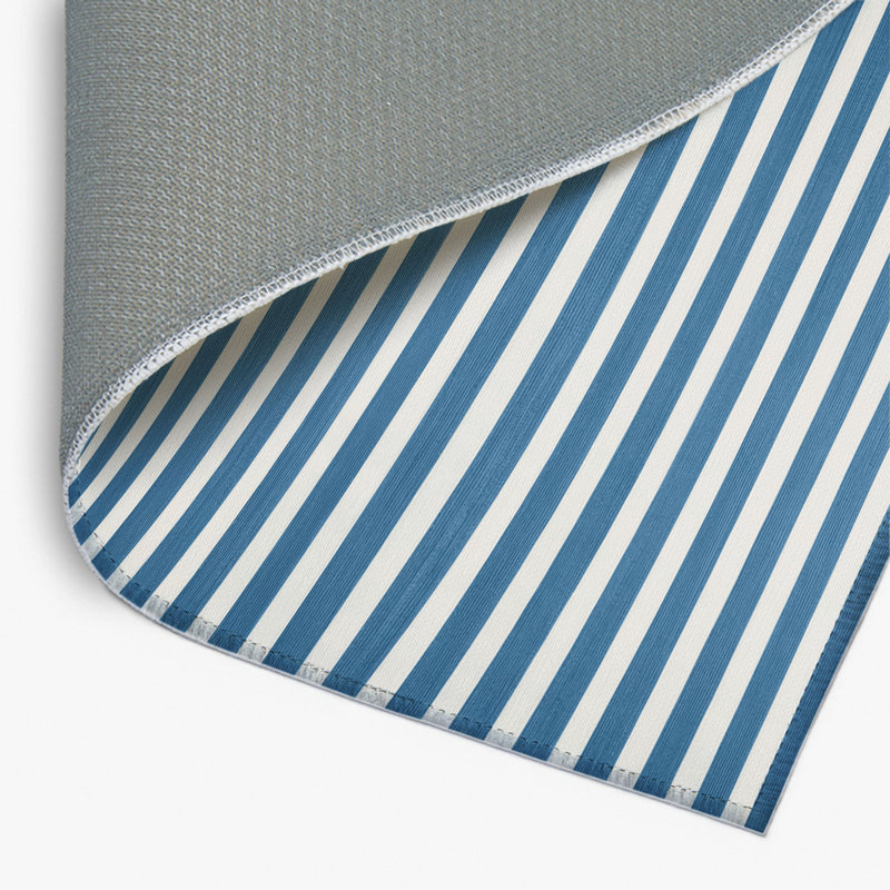 Tapis intérieur / extérieur bleu HorizontalStripes, Rectangulaire 8 pi x 10 pi