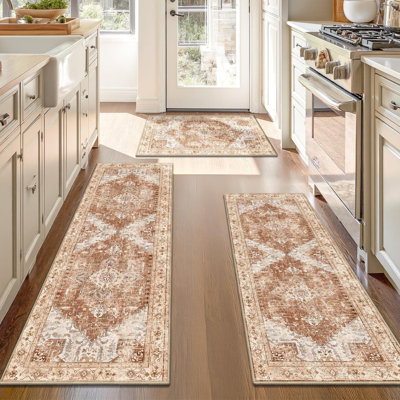 Tapis et tapis de cuisine rétro antidérapant lavable (ensemble de 3)