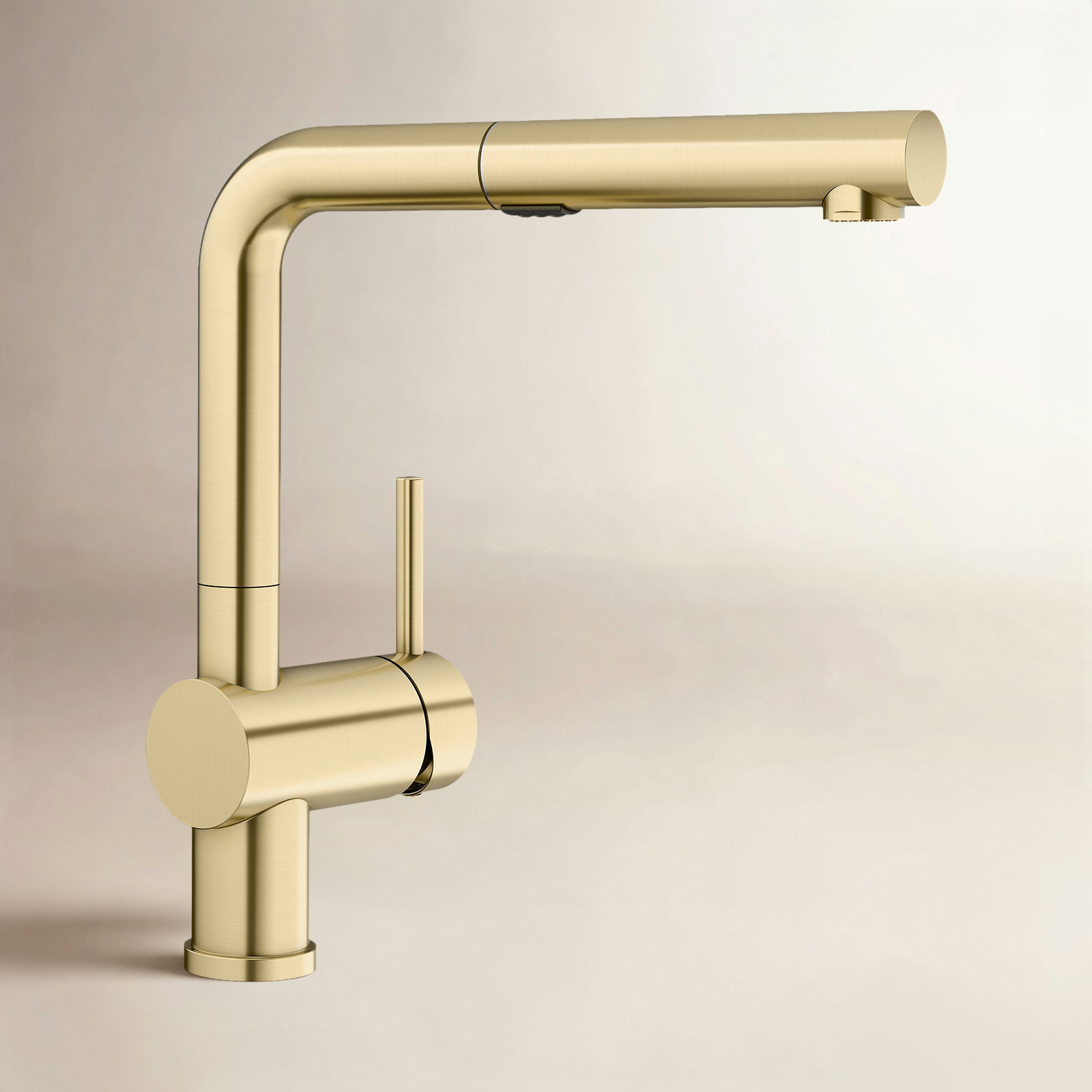 Linus Low Arc Pull-Out Kitchen Faucet, Satin Gold