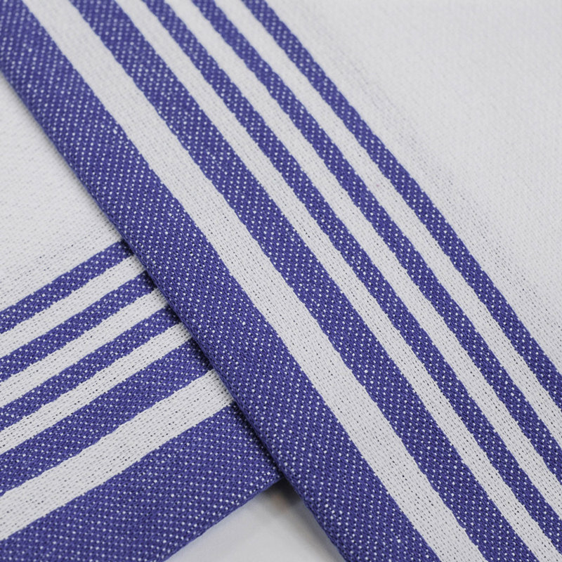 Ensemble de serviettes de cuisine 100% coton 12 pièces Deanjelo 16 po x 28 po, Blanc / rayures bleues