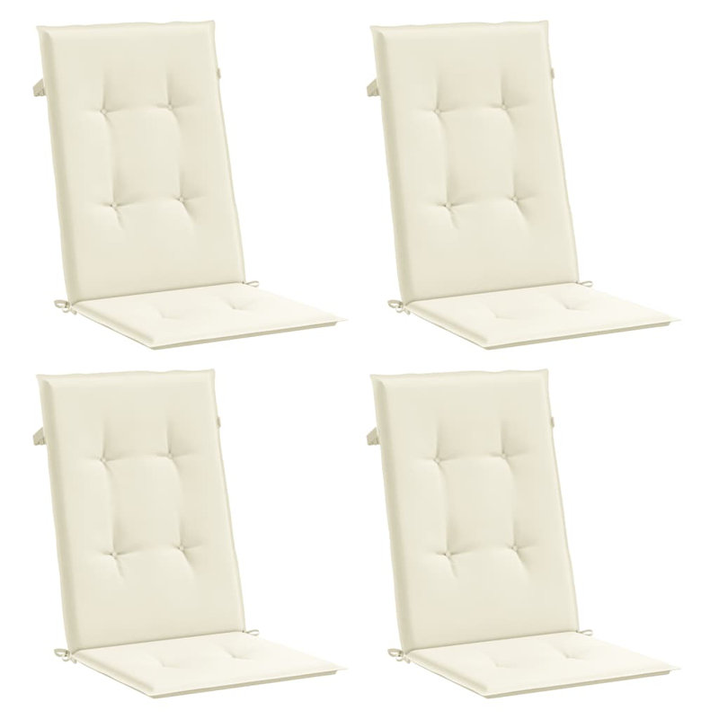 Ensemble de 4 coussins de chaise d'extérieur en polyester crème Highback, H 47,2 po x l 19,7 po x P 1,2 po, Crème