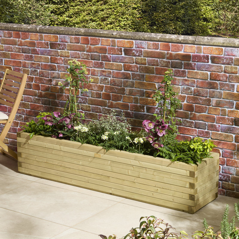 Wood Planter Box, 37 cm H x 200 cm W x 40 cm D