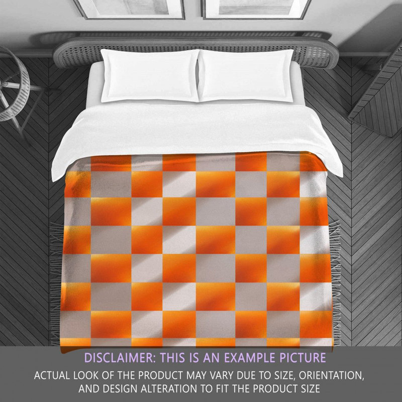 Machine Printed Comforter, Orange/Silver Checkered, Queen Comforter