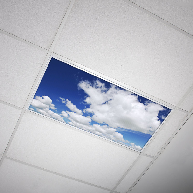 Cloud Classroom Fluorescent Light Covers for Ceiling Lights - For 2x4 Light Fixture - by Octo Lights