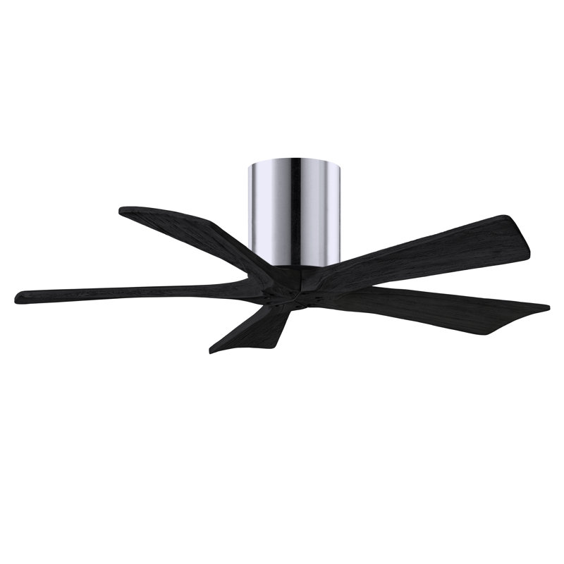 60" Irene 5-Blade Hugger Ceiling Fan with Wall Remote, Polished Chrome, Matte Black, 42"
