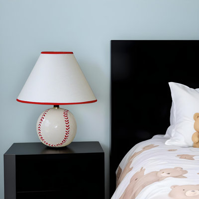 12" Ceramic Baseball Sports Table Lamp With Empire Shade