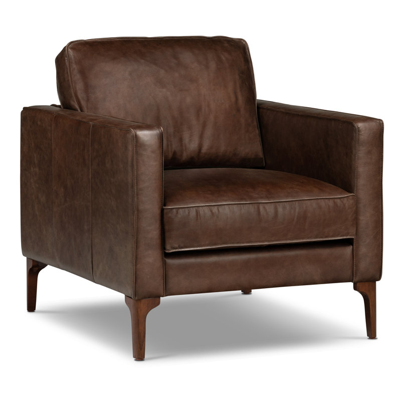 Mateo Full-Grain Genuine Italian Leather Armchair, Chocolate Brown Genuine Leather