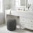 Dinwiddie Round Rope Pouf Ottoman, Grey Fabric