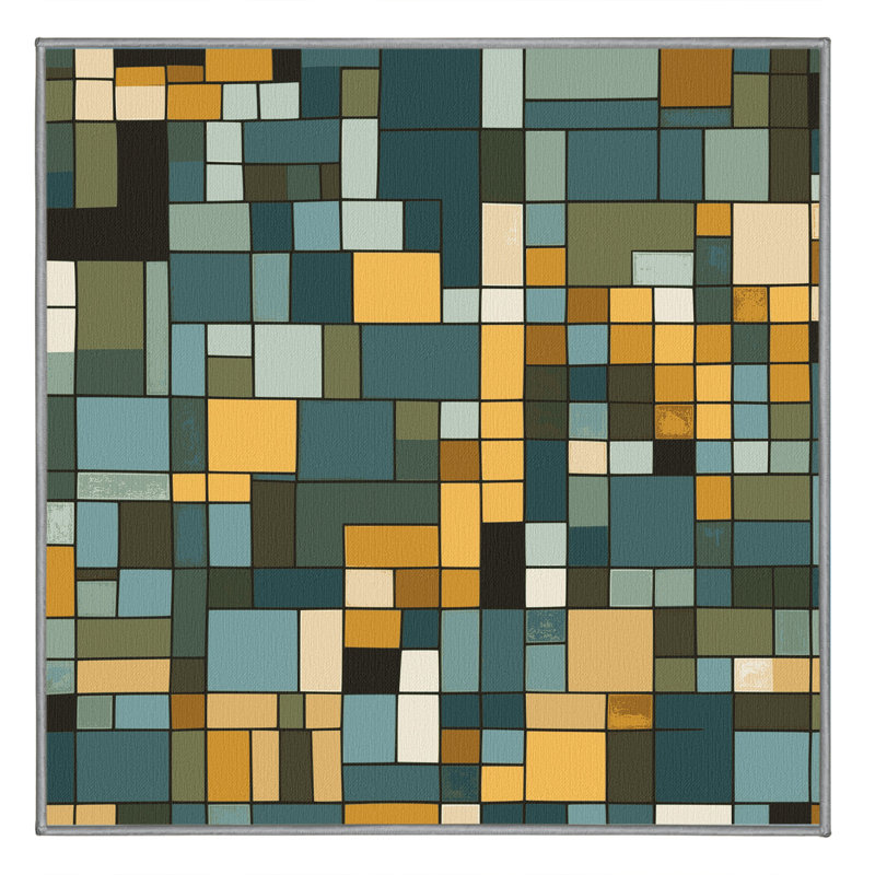 Colored Patchwork Rug, Square 5'