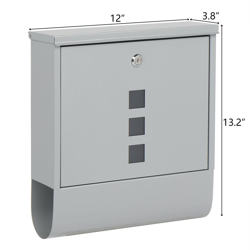 Strohl Metal Wall Mounted Letter Box, Silver