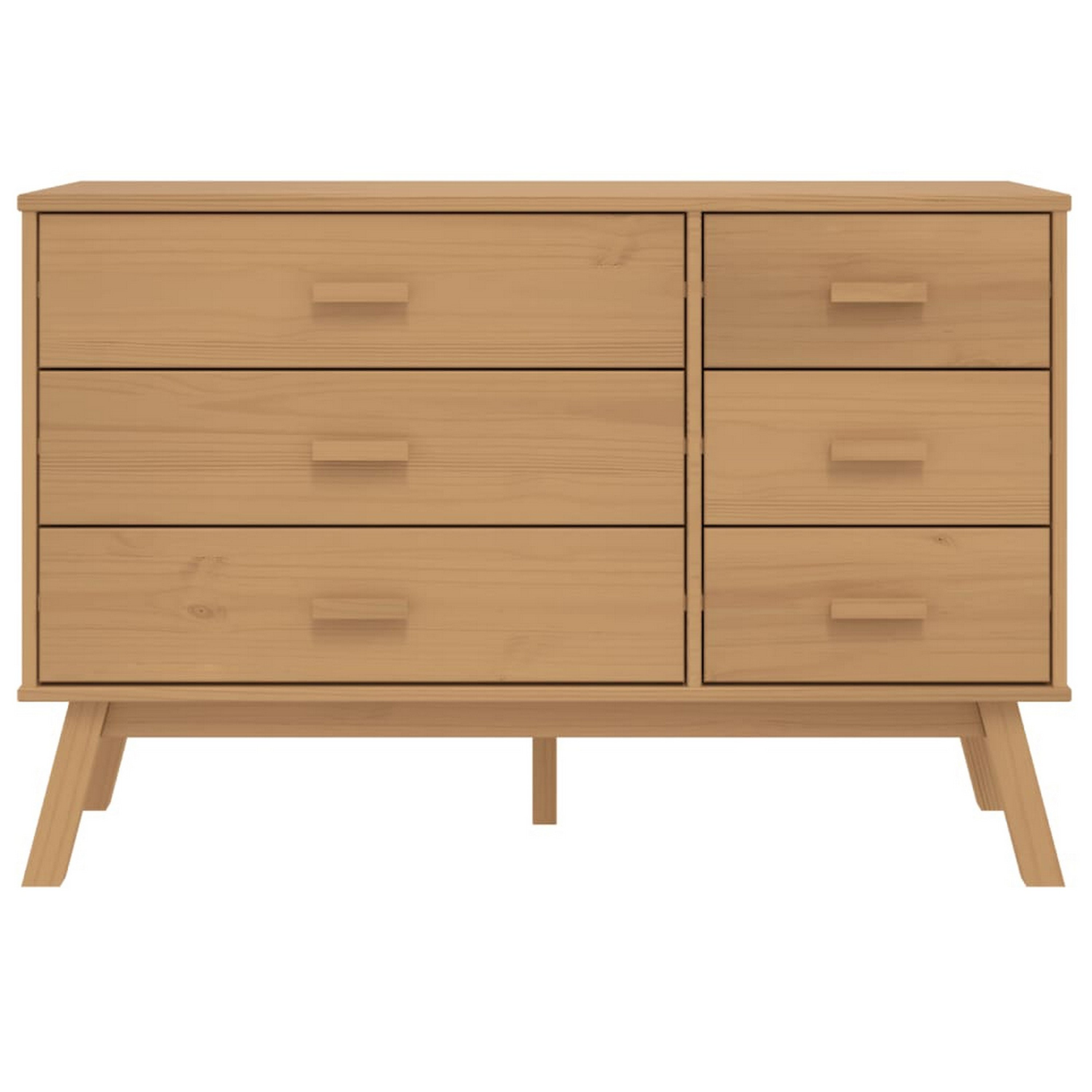 Benjara Sideboard Cabinet Dresser, 6 Drawers, Modern 44 Inch Brown Solid  Wood | Wayfair