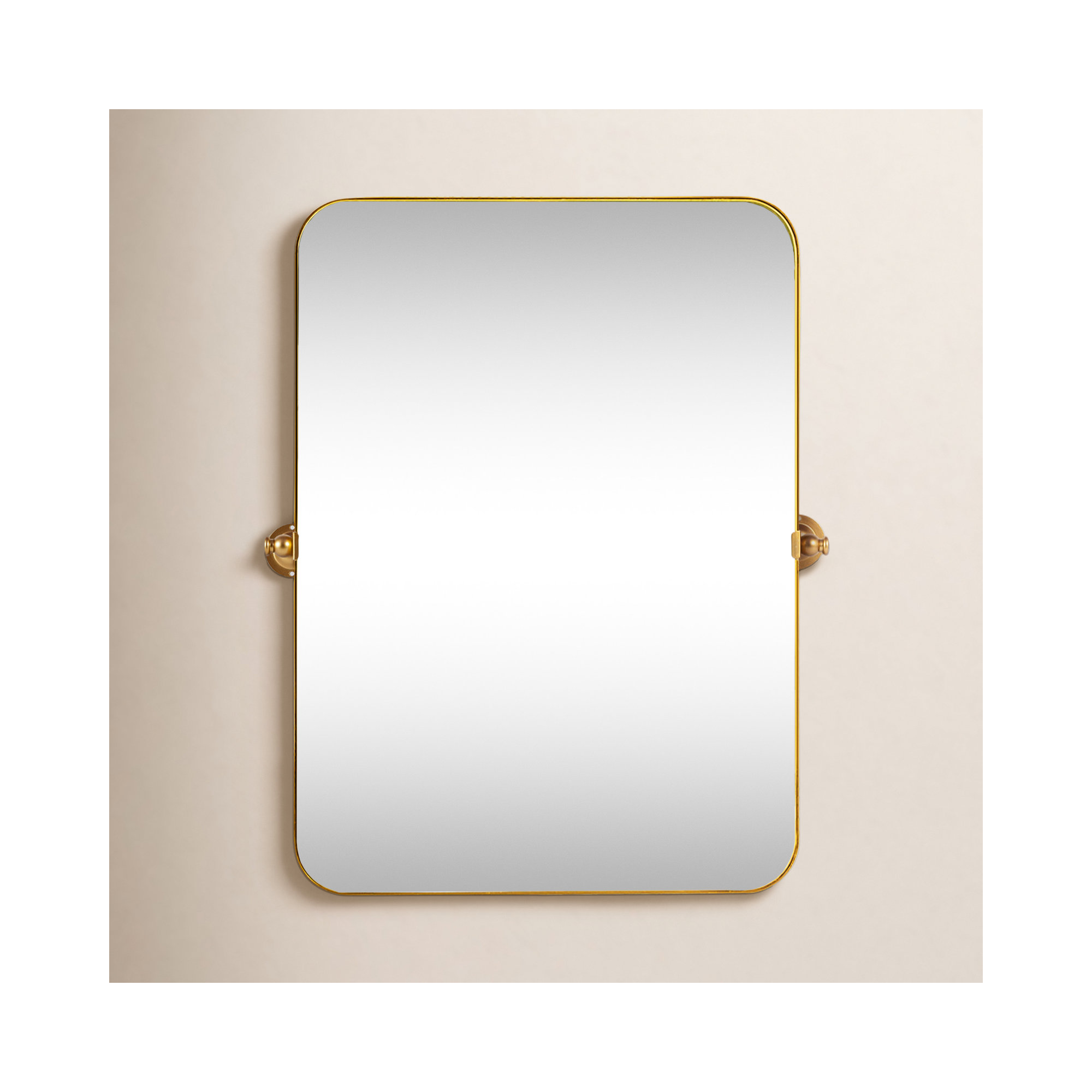 Qualls Metal Rectangle Wall Mirror, Gold, 36" H x 24" W