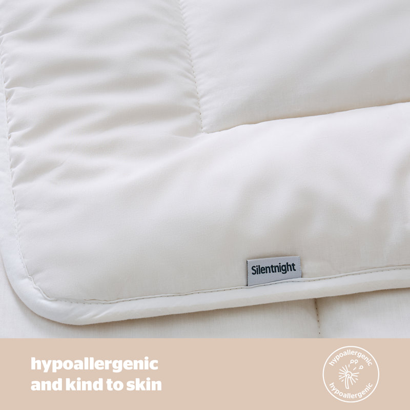 Silentnight Luxury Natural Wool Lightweight Duvet Temperature Regulating with Pure Cotton Cover, Double