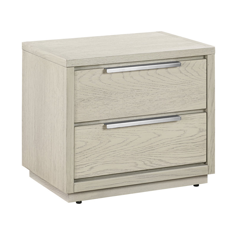 Table de chevet moderne en chêne gris avec rangement, conception durable en métal et en bois pour la maison