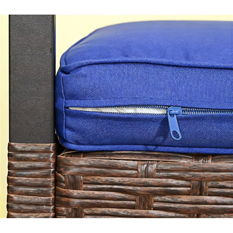 Ensemble de conversation d'extérieur en osier avec chaises berçantes, Bleu
