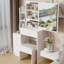 Meuble-lavabo de 50,4 po de hauteur avec tabouret rembourré pour petite pièce
