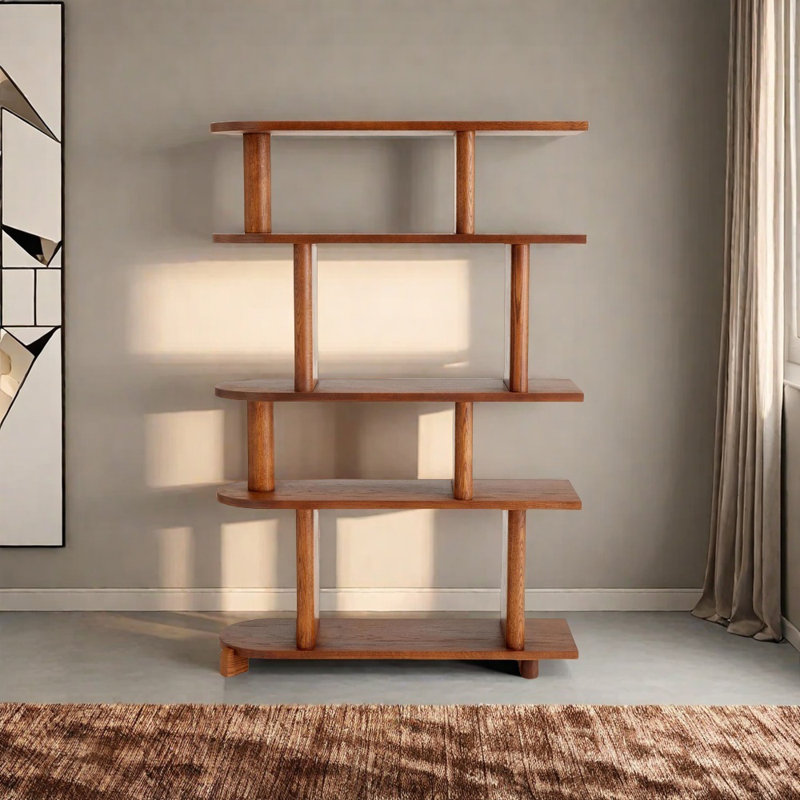 Bibliothèque en bois massif de style italien, (4 tablettes) H 70,87 po x l 47,24 po x P 13,78 po