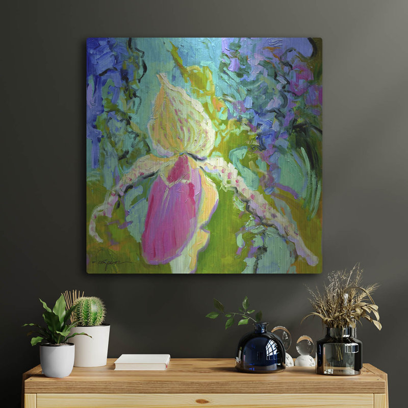 «Orchid House 2» par Dorothy Fagan, art mural en métal, H 24 po x l 24 po