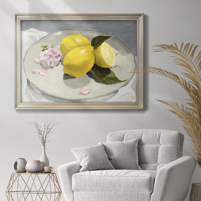 «Lemons on a Plate II», reproduction d'art sur toile encadrée
