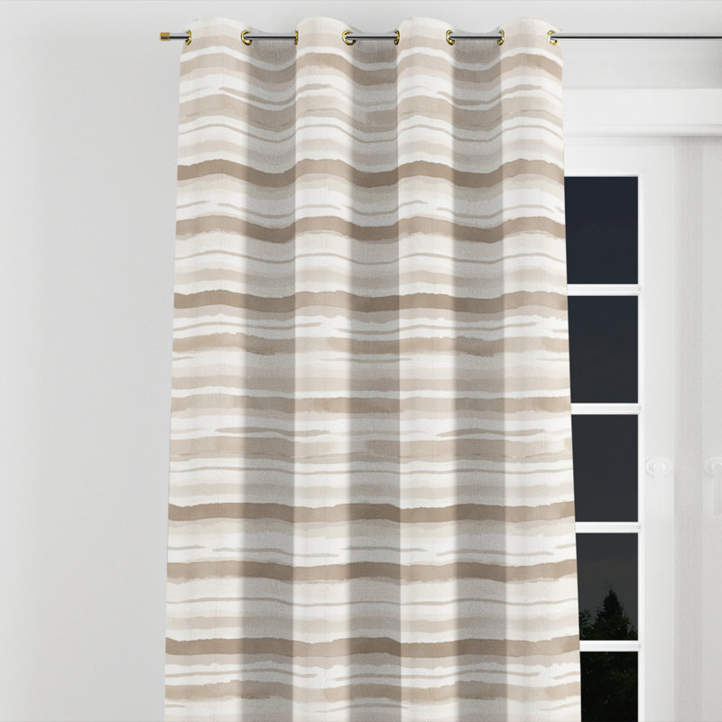 Modern Room Darkening Curtains - Striped Balwant Grommet Curtain - 1 Panel, Gold Grommets, 52" W x 90" L