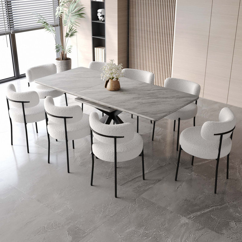 Ensemble de table de salle à manger 62,4 "à rallonge 78,15" pour 4 à 8 personnes, 9, Gris