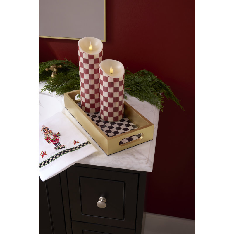 Check Flameless Pillar Candle, Mocha, 9" x 3" Flameless