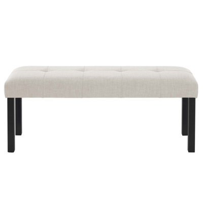Modern Tufted Linen Dining Bench
