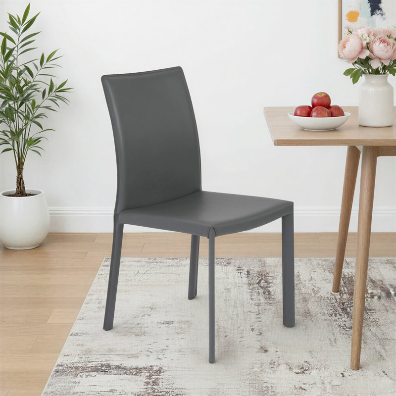Gilson 17.72'' H Faux Leather Upholstered Side Chair, Gray Faux Leather