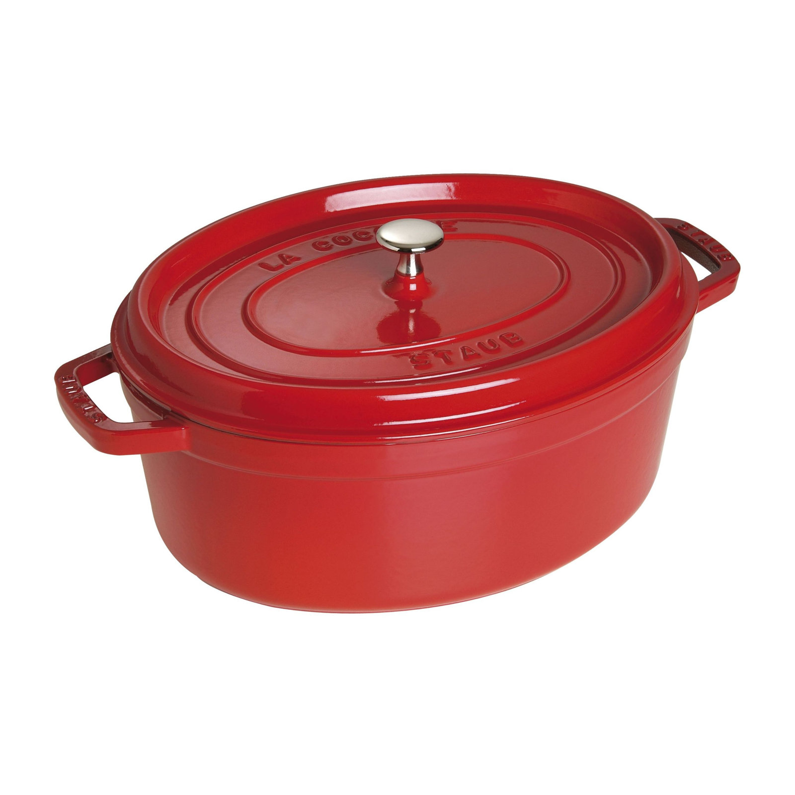 Staub Cast Iron Oval Cocotte, Cherry, 5.75 qt
