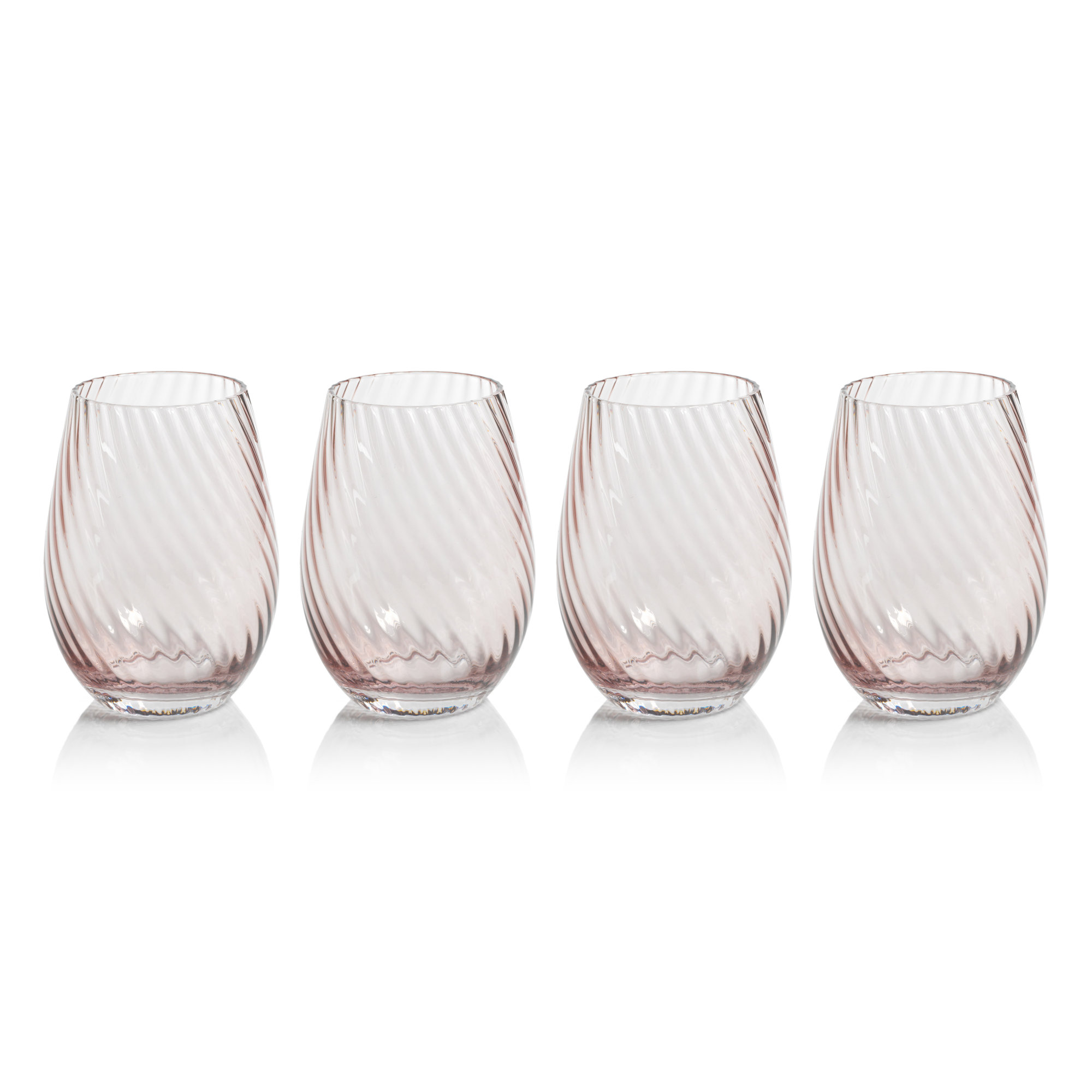 Sesto Optic Swirl Stemless Glasses, Set of 4, Lilac