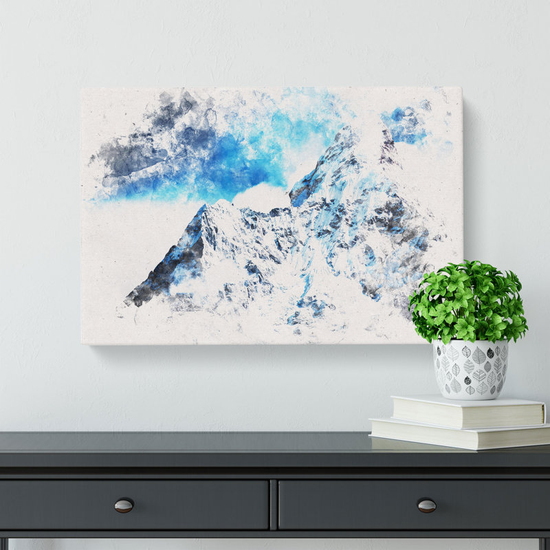 Mount Everest Watercolour - Wrapped Canvas Print, 35cm H x 50cm W x 3cm D