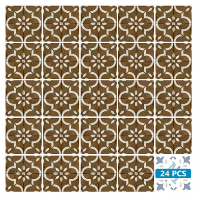 4" x 4" Floral Vinyl Peel and Stick Mosaic Tile