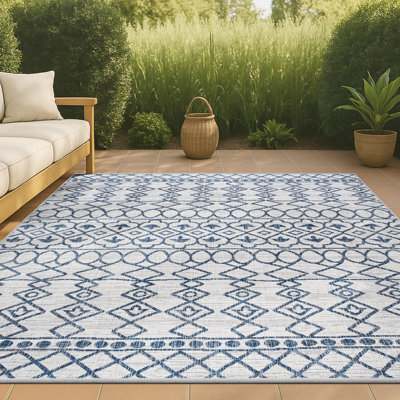 Tapis ivoire / bleu Raif Tribal Bohemian