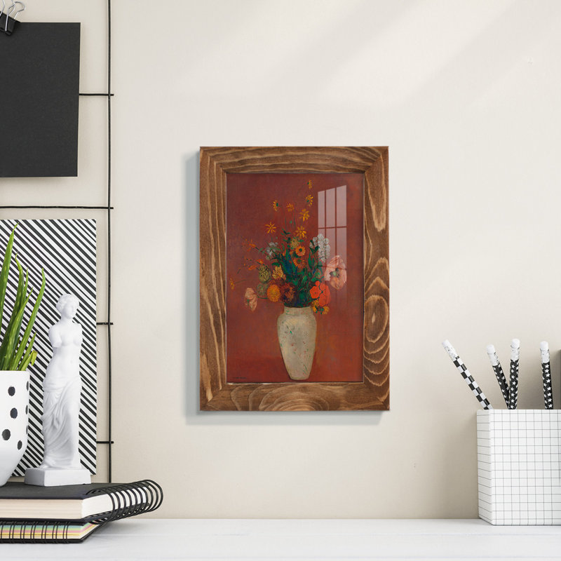 Bouquet dans un vase chinois, toile de qualité supérieure, prête à être accrochée, L 4 po x H 6 po x P 1 po