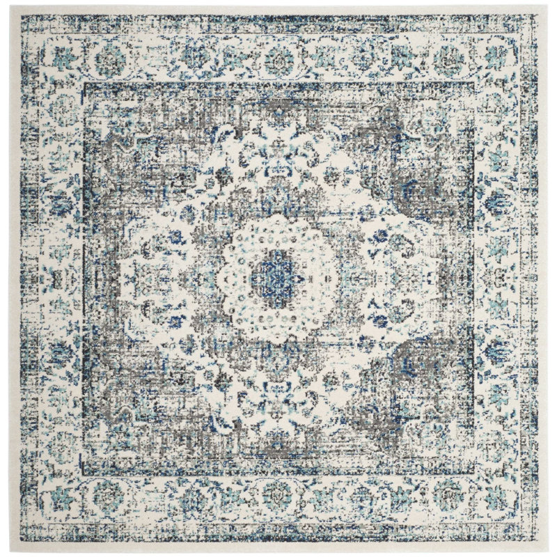 Tapis oriental ivoire / gris Farnborough, Carré 3 pi