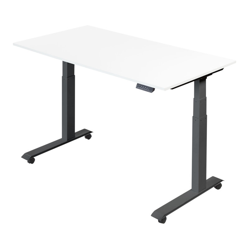 Adjustable Metal Base Standing Desk, 32.5" H x 59" W x 29.5" D, Gloss White/Black