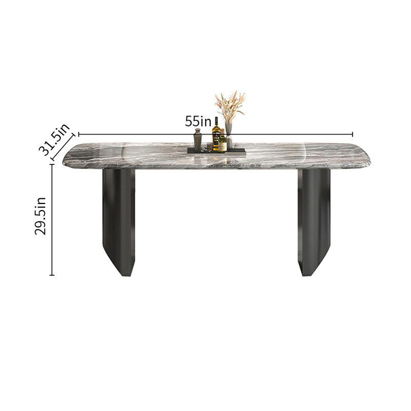 Gray Luxury Marble Rectangular Dining Tables, 29.5"H x 55"L x 31.5" W