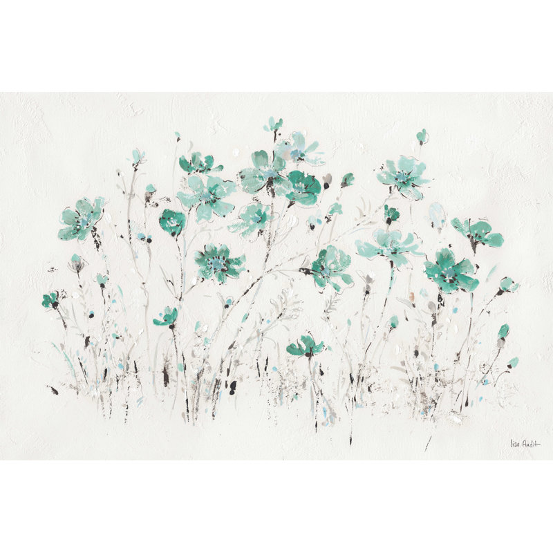 " Wildflowers I Turquoise " by Lisa Audit, 24" H x 36" W