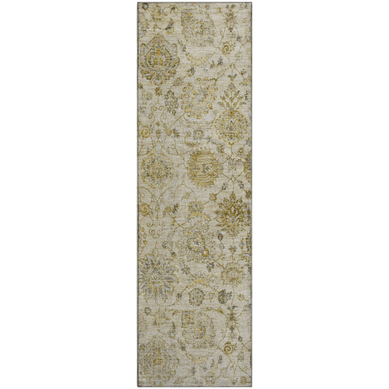 Premium Machine Washable Ashington AMF1833 Damask Rug, Runner 2'3" x 7'6"