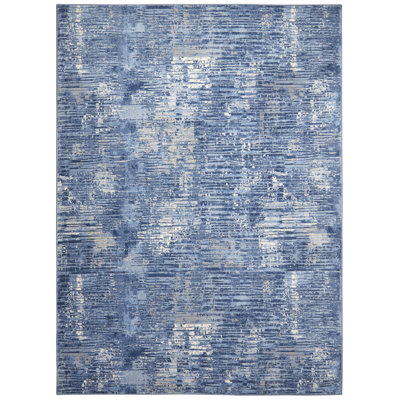 Tapis abstrait bleu / ivoire Abstract