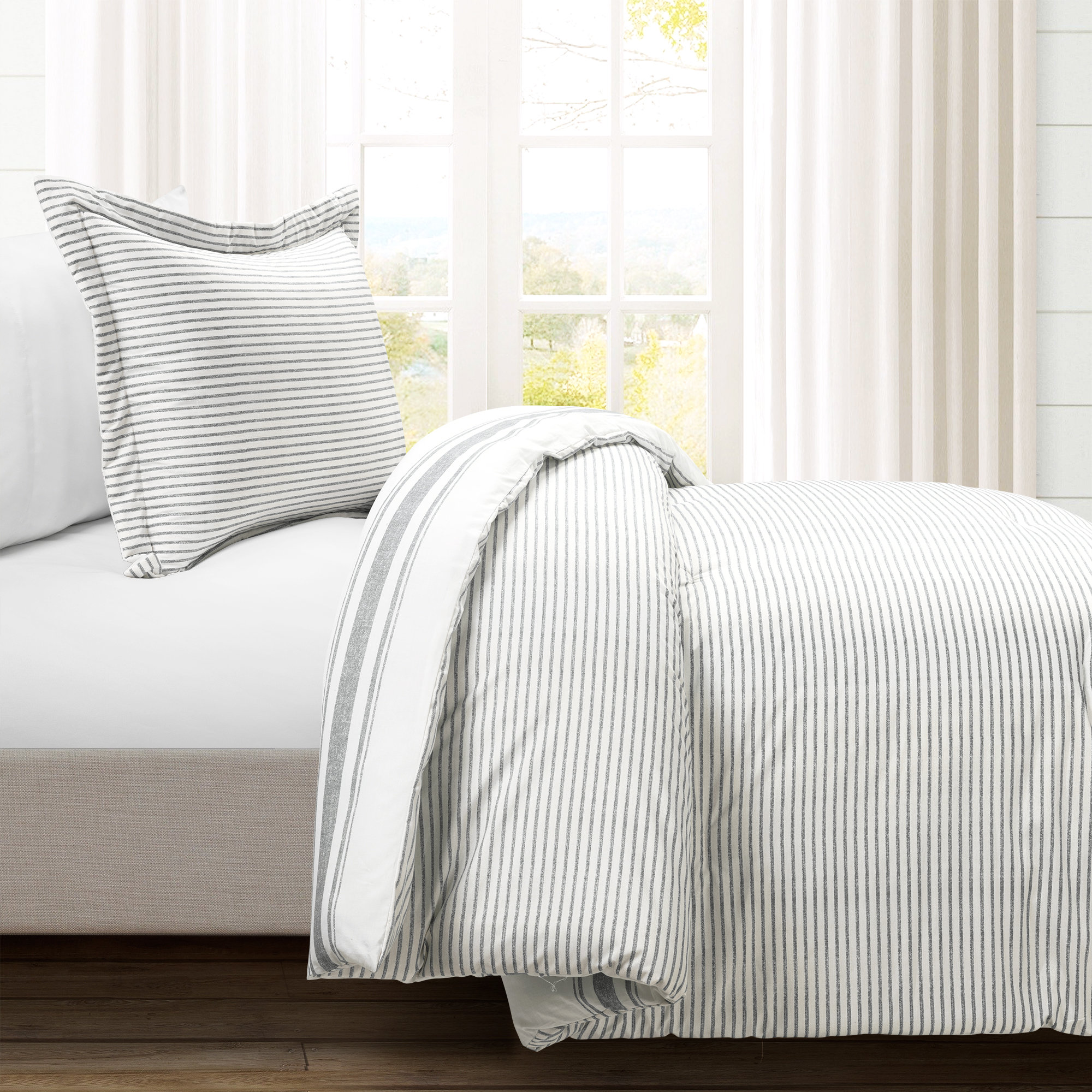 Gilroy Cotton Comforter Set, Gray, California King