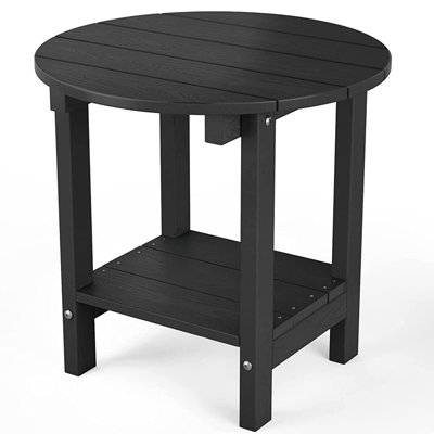 Table de bout ronde à deux niveaux 18 po Adirondack avec tablette de rangement inférieure en plastique pour l'extérieur