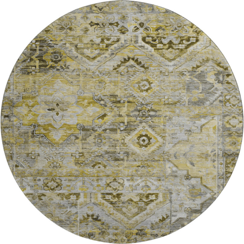 Premium Machine Washable Slesnick AMF1664 Global Rug, Round 8'