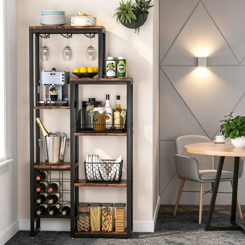 Wine Bottle & Glass Rack Black,Brown